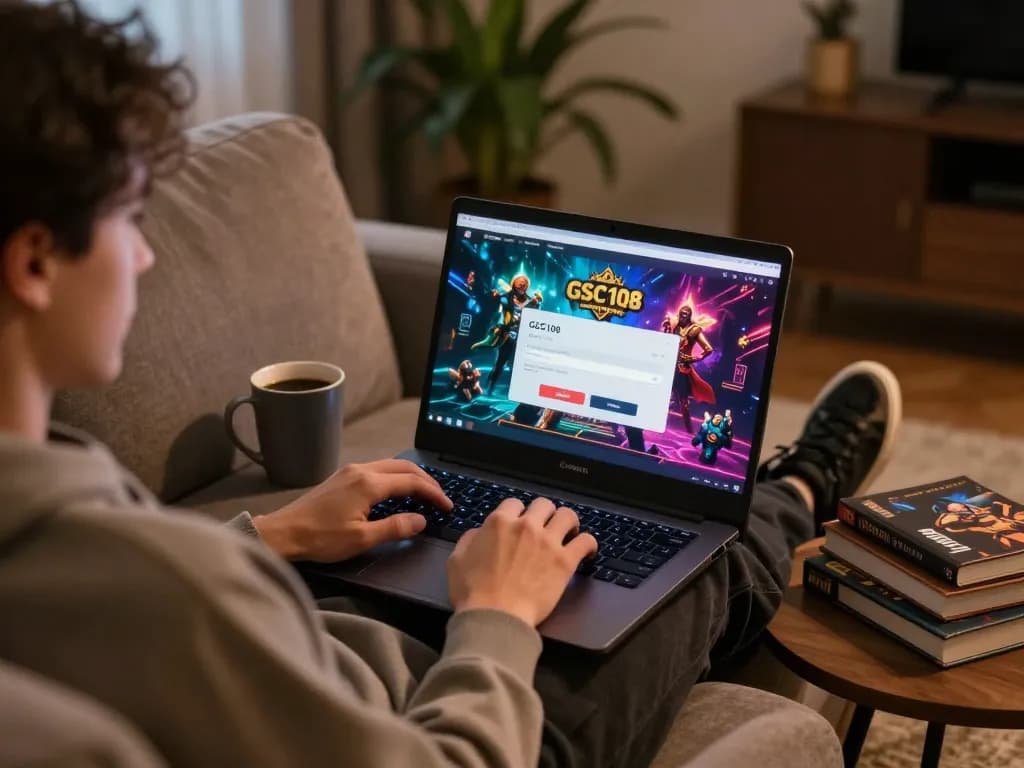 Engaging gaming scene with Gsc108 Login display, showcasing online casino gameplay strategy.