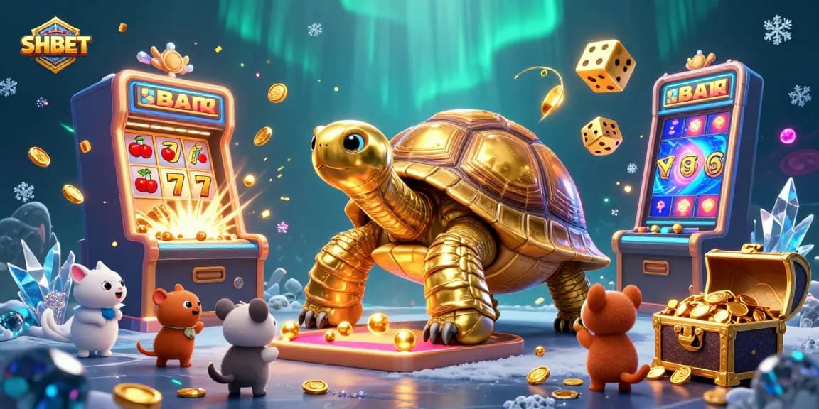 Engage in thrilling casino experiences with SHBET's dynamic pinball and slot machine illustration.