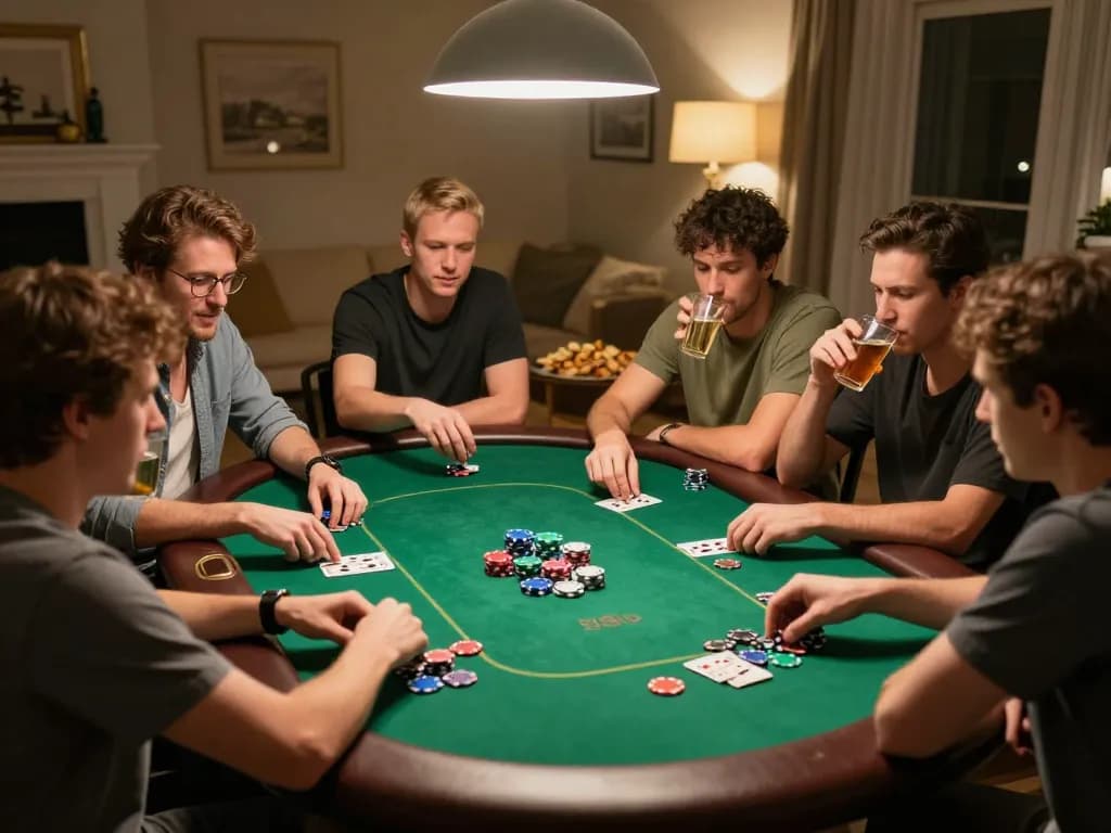 Active poker game night with friends at home playing 789p, engaging strategies and friendly competition.