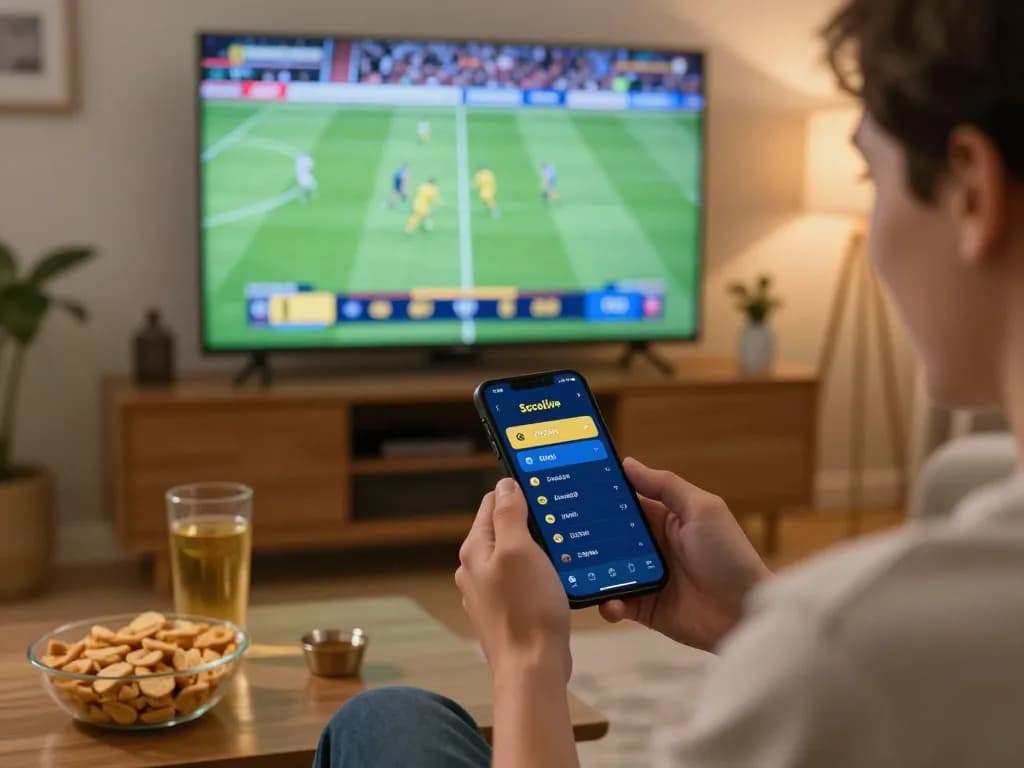 Socolive sports betting excitement illustrated in a cozy home setting with live game streaming.