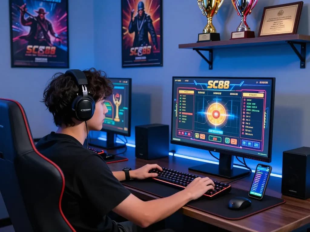 Immersive online gaming experience at SC88 with player engaged in betting.