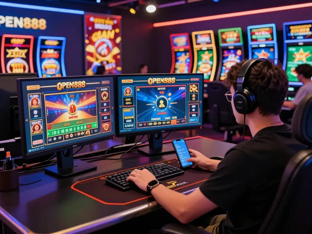 Engaging live casino gaming experience at OPEN888 featuring vibrant visuals and promotional offers.