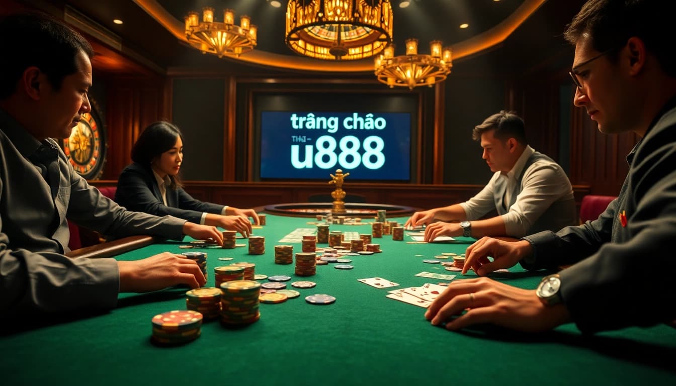Experience the thrill of gaming at trang chủ u888 with intense poker action and luxurious casino ambiance.