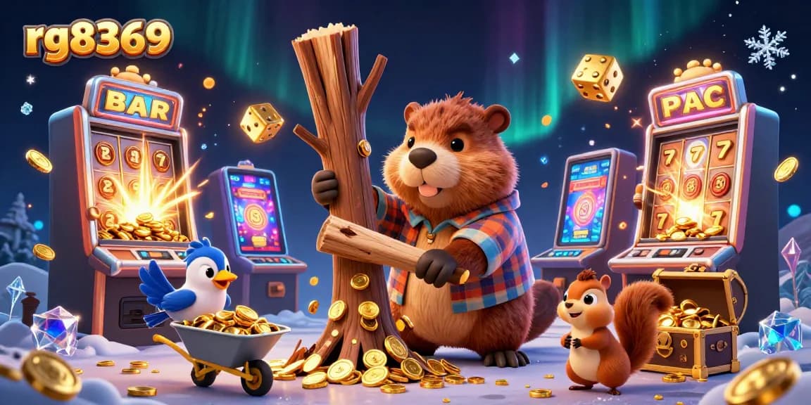Experience winning with rg8369, where 3D cartoon characters celebrate amidst a vibrant casino atmosphere.