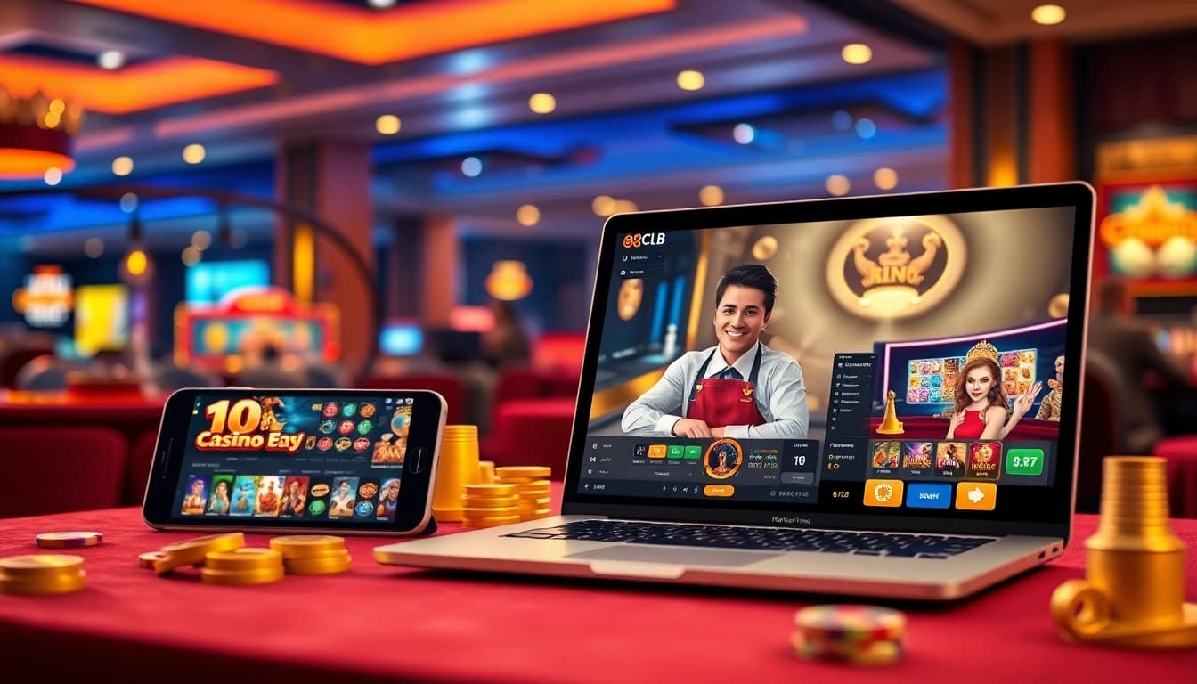 Engaging online casino interface on multiple devices showcasing 88clb games.
