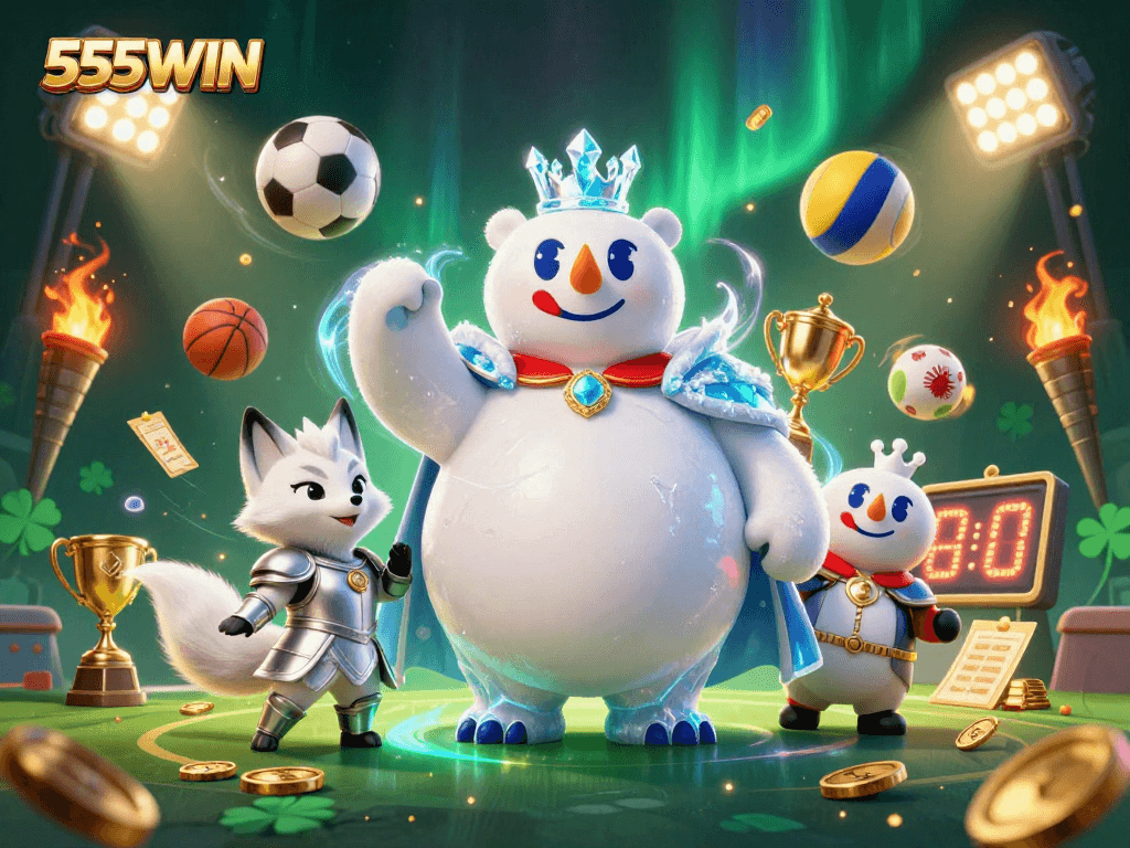 Experience the thrill of gaming at 555WIN with dynamic sports betting action and vibrant elements