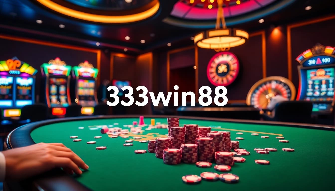 Players enjoying a vibrant poker game at 33win68, surrounded by thrilling casino elements.