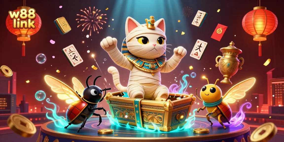 Experience thrilling gameplay with the w88 link in this vibrant casino scene featuring unique characters and elements.