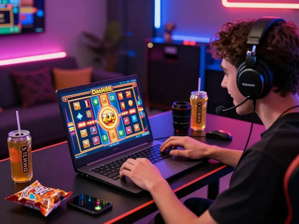 Exciting gaming moment on Dash88 showcasing vibrant online slot play with colorful graphics and engaging atmosphere.