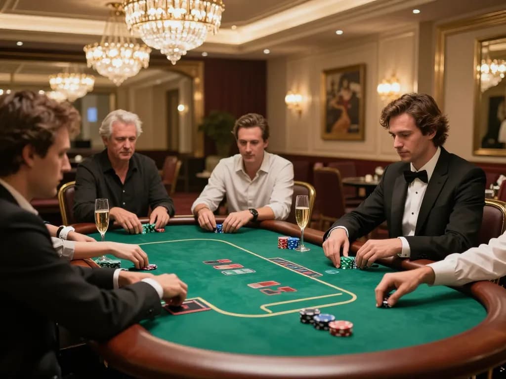 High-stakes poker players enjoy an exclusive game in a luxurious setting at 100VIP casino.