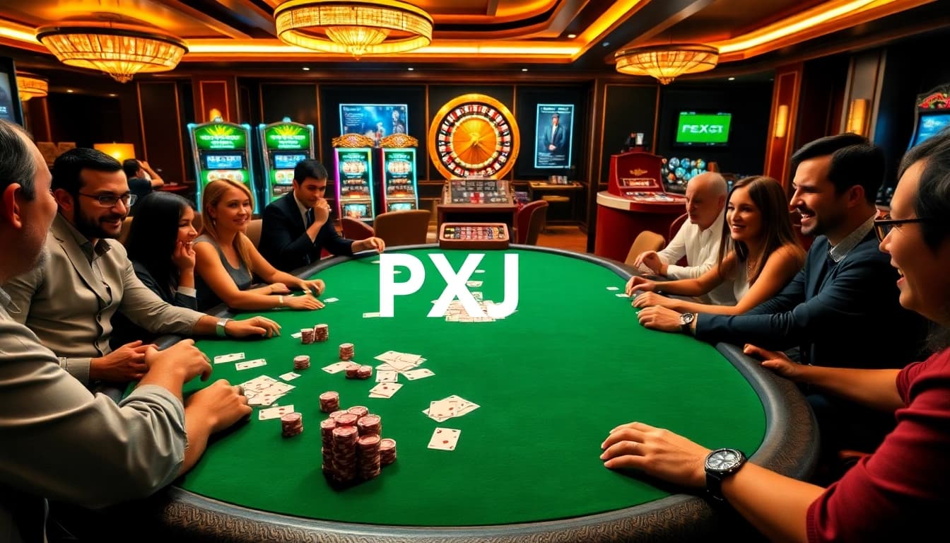 Experience the thrill of gambling with PXJ at a luxurious casino poker table.