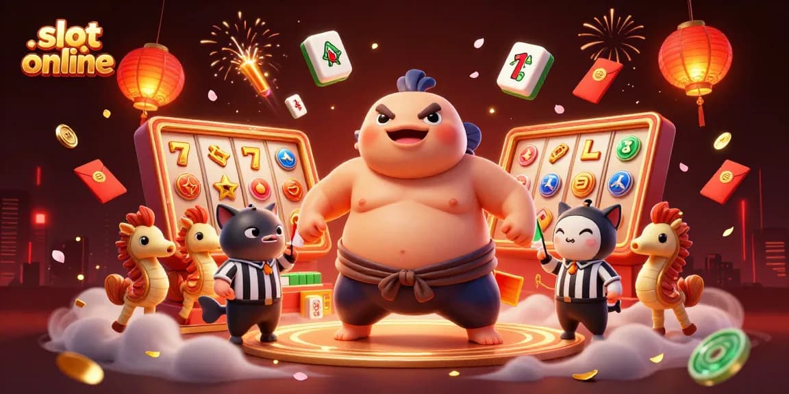 Play slot online with vibrant symbols and characters in an engaging 3D scene filled with excitement.