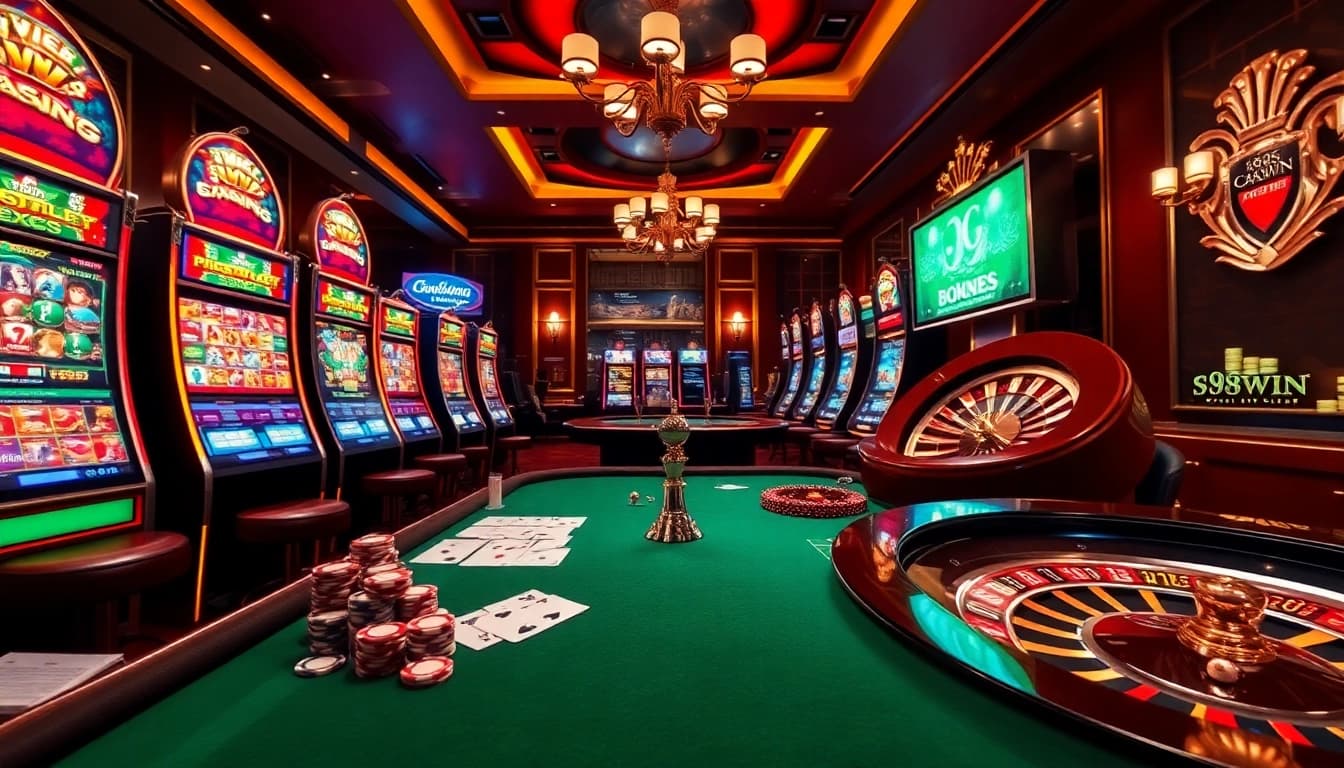 Experience thrilling gameplay at 98win with vibrant slot machines and high-stakes poker action.