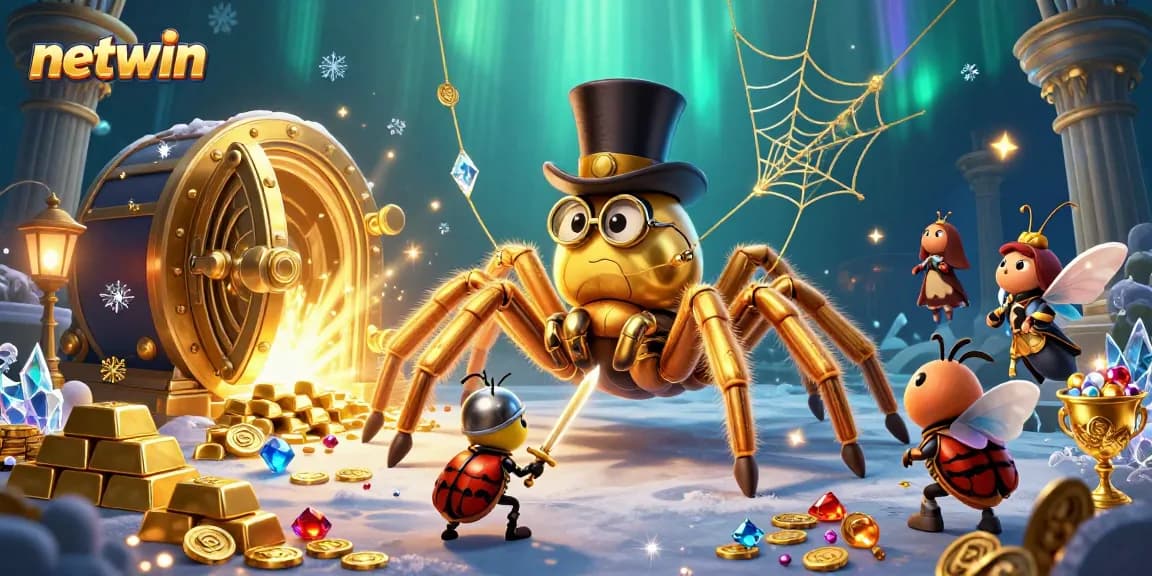 Experience netwin's vibrant casino adventure with golden treasures, a tarantula, and a brave beetle knight!