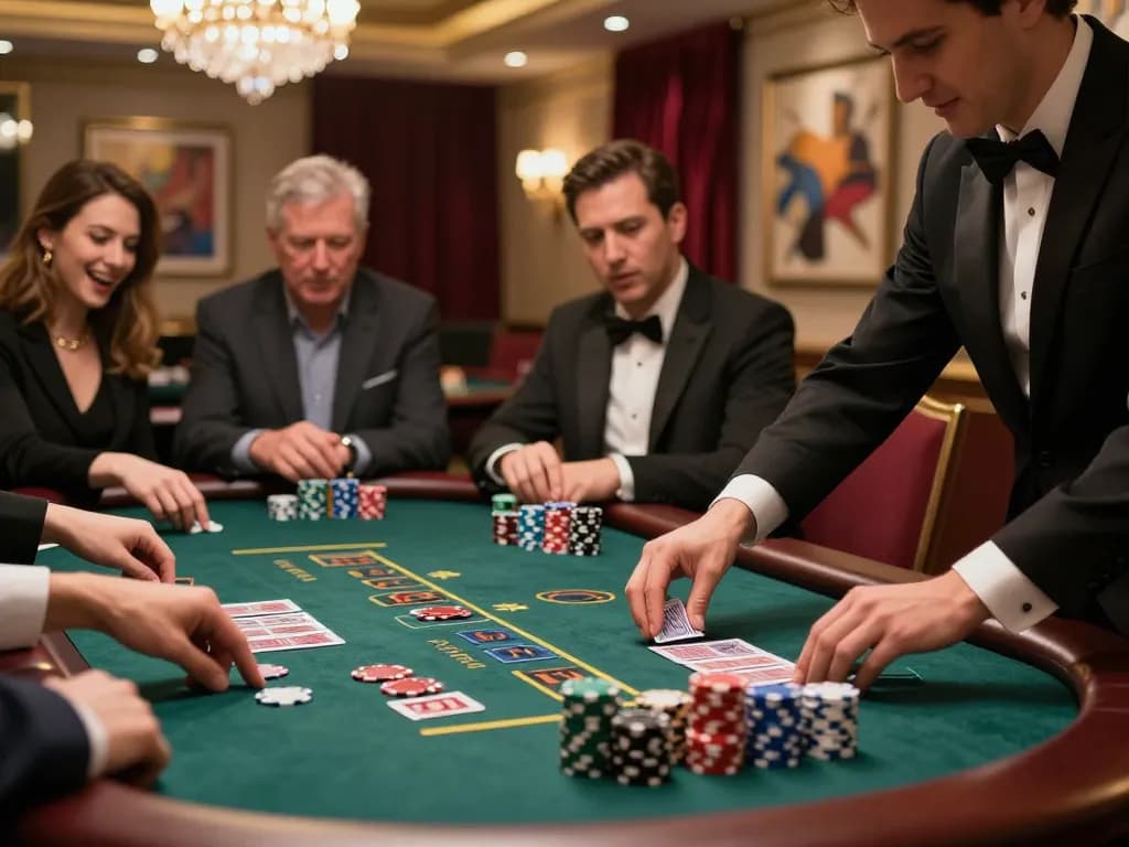 Players at qq88 blackjack table showing excitement during a game with vibrant casino atmosphere