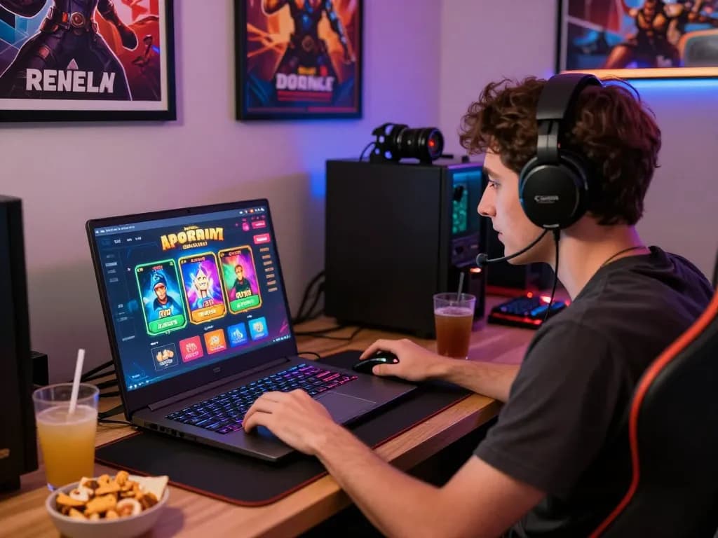 Engaging online gaming experience with a player exploring the link sunwin uy tín platform, showcasing excitement and vibrant graphics.
