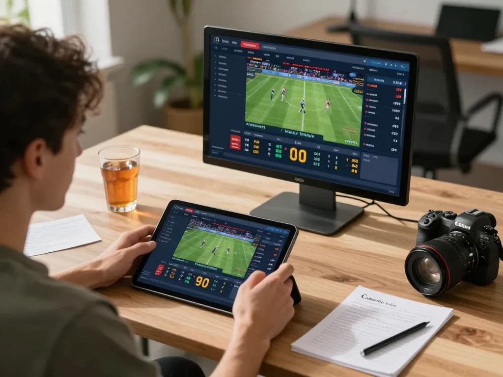 Engaged user placing sports bets on tablet, highlighting tg88 sports wagering strategy at home desk.