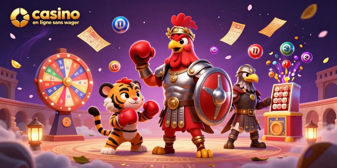 Engage in fun with casino en ligne sans wager featuring a thrilling illustration of a rooster gladiator.