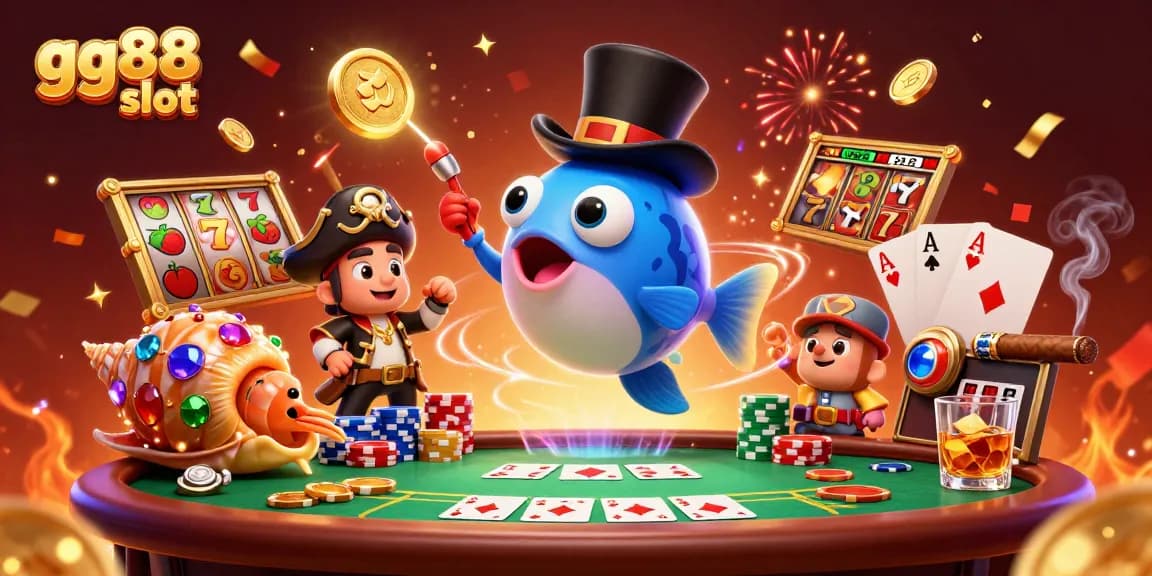 Win big with the vibrant gg88 slot scene featuring an anglerfish, pirate shrimp, and treasure snail