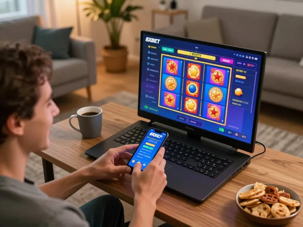 Engaging gameplay at nhà cái 8xbet via mobile app in a cozy home environment