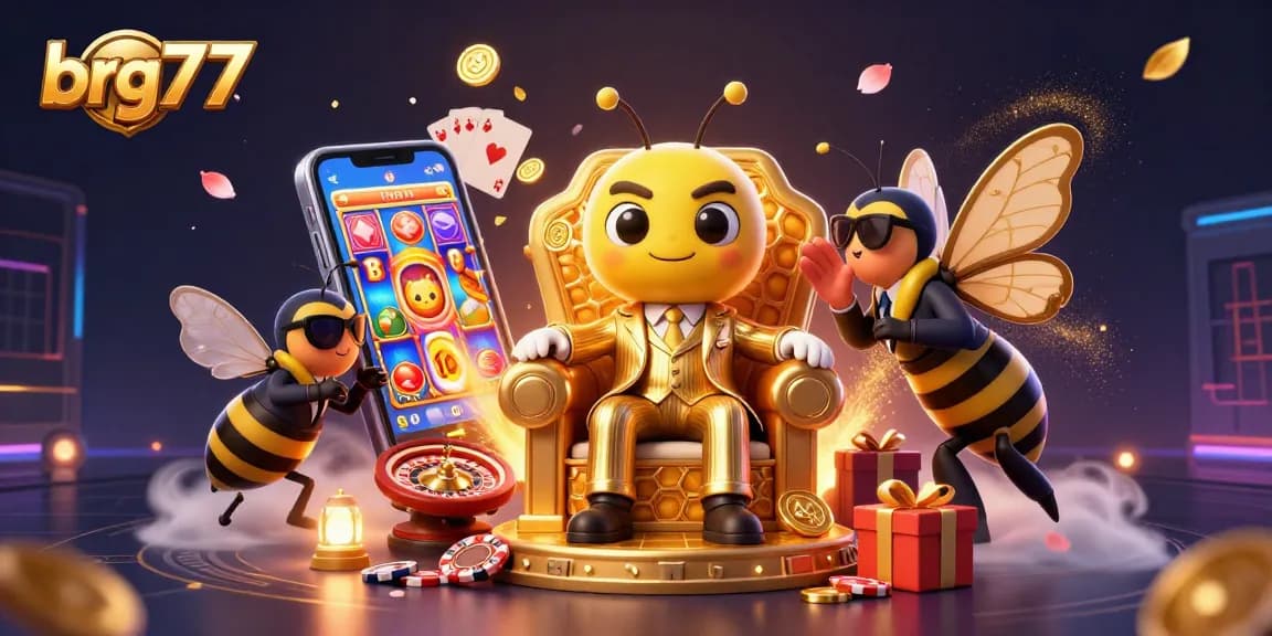 Experience excitement with brg77's colorful casino game elements and characters in a vibrant scene
