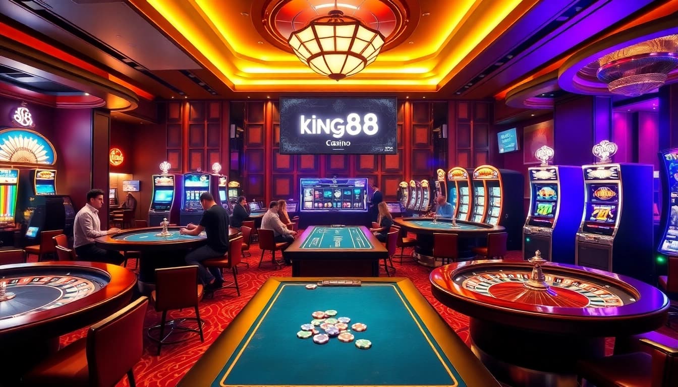 Exciting casino action at king88hi.com featuring vibrant gambling tables and players.