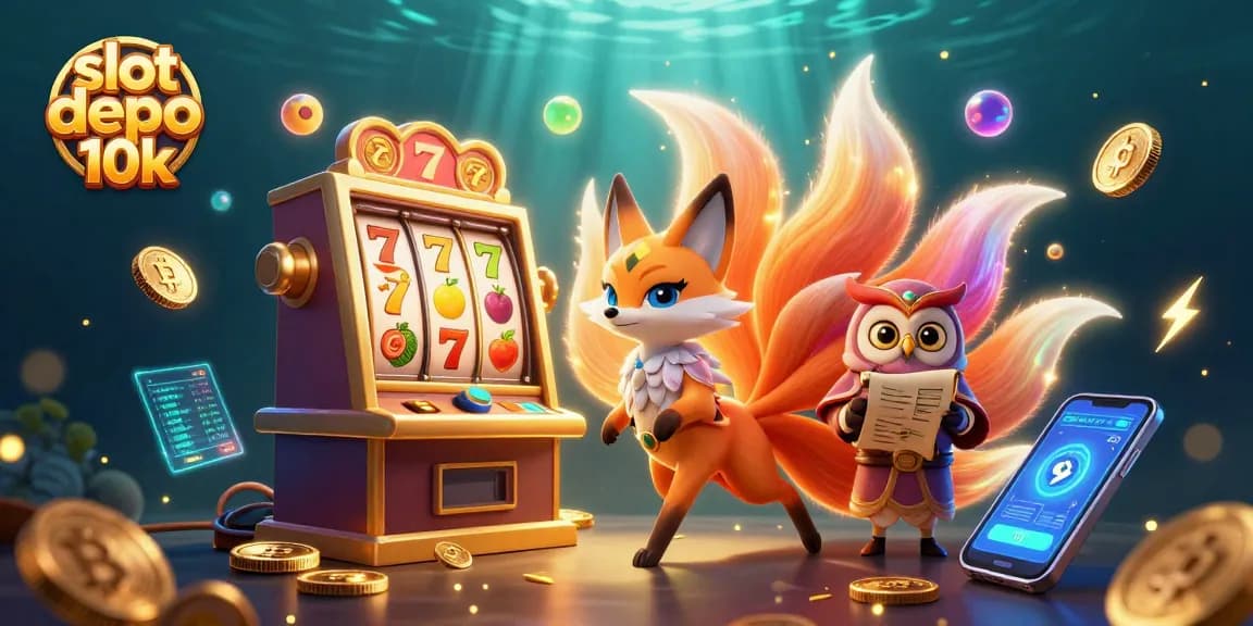 Experience the thrill of slot depo 10k with glowing fox spirits and vibrant slot machines!