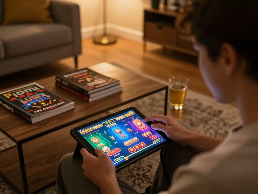Engaging with this guide to play casino without ROFUS using a tablet in a cozy environment.