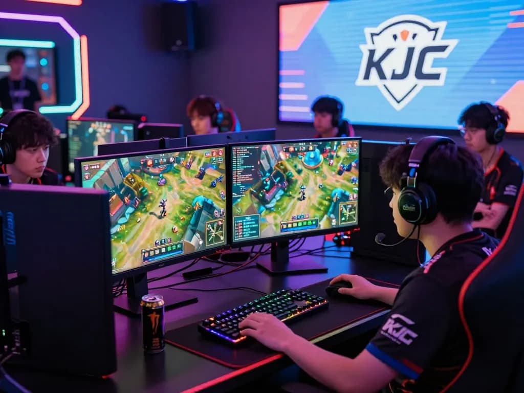 Esports players competing in a vibrant gaming environment for kjc onl, showcasing advanced technology and competitive atmosphere.