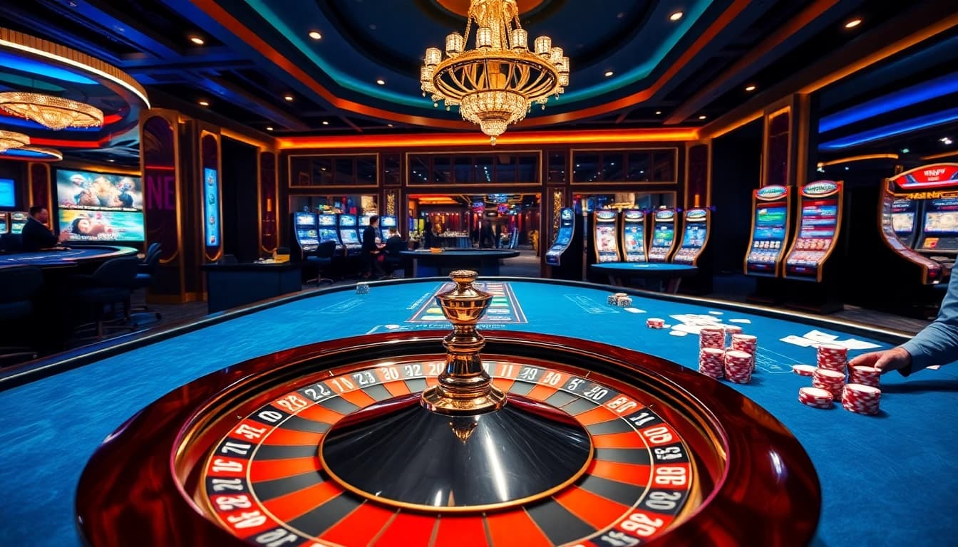 Experience high-stakes gaming with xx88 and dynamic casino elements like roulette and poker tables.