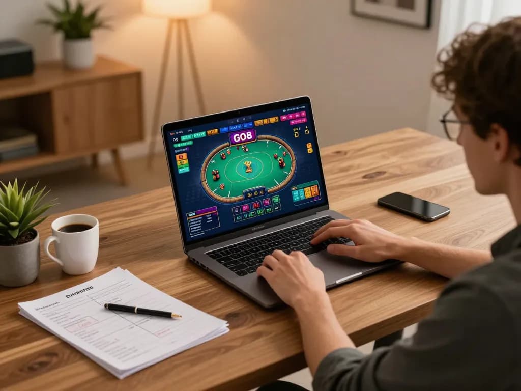 Engaging in a GO8 online gambling session with vibrant interface and strategic notes