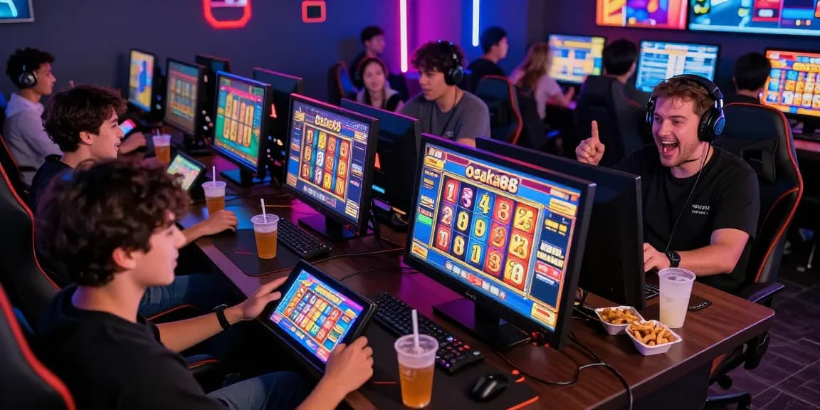 Engaged players enjoying the exciting osaka88 slot games in a vibrant gaming lounge.