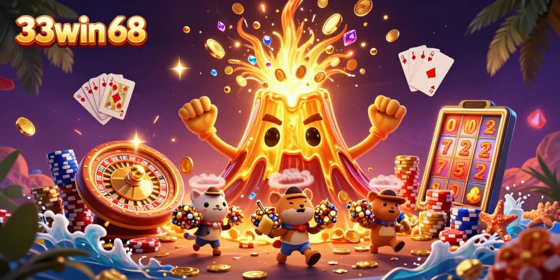 Experience the thrill of 33win 68 with vibrant casino action and treasures erupting!