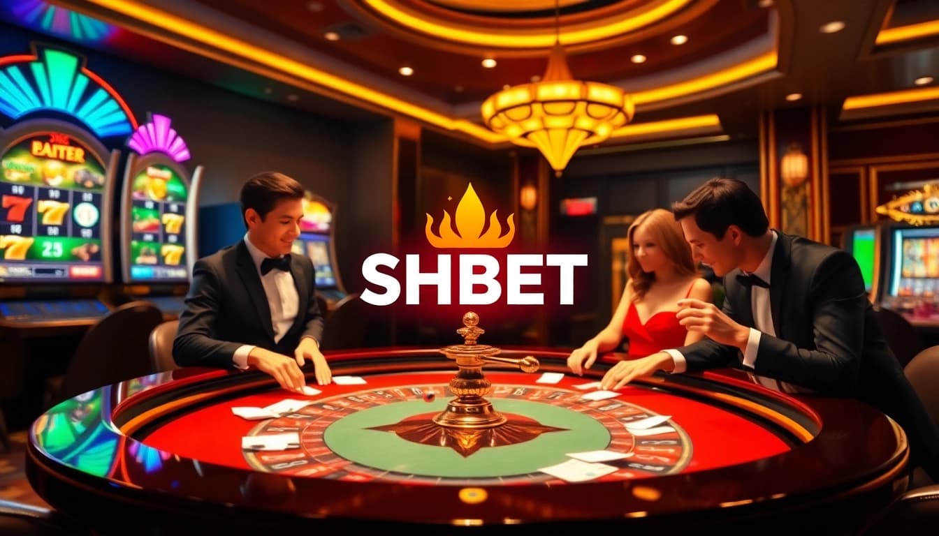 Experience the excitement of SHBET with players engaged at a vibrant casino table.