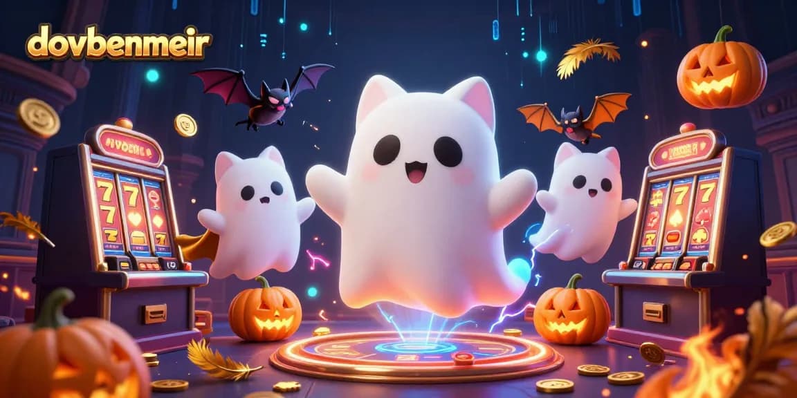 Engage with dovbenmeir's thrilling casino world featuring a ghost cat and vibrant gambling elements.