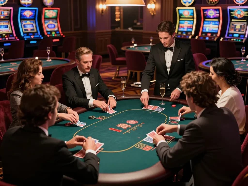 Elite poker scene at TX88 gaming table with engaged players and luxurious ambiance.