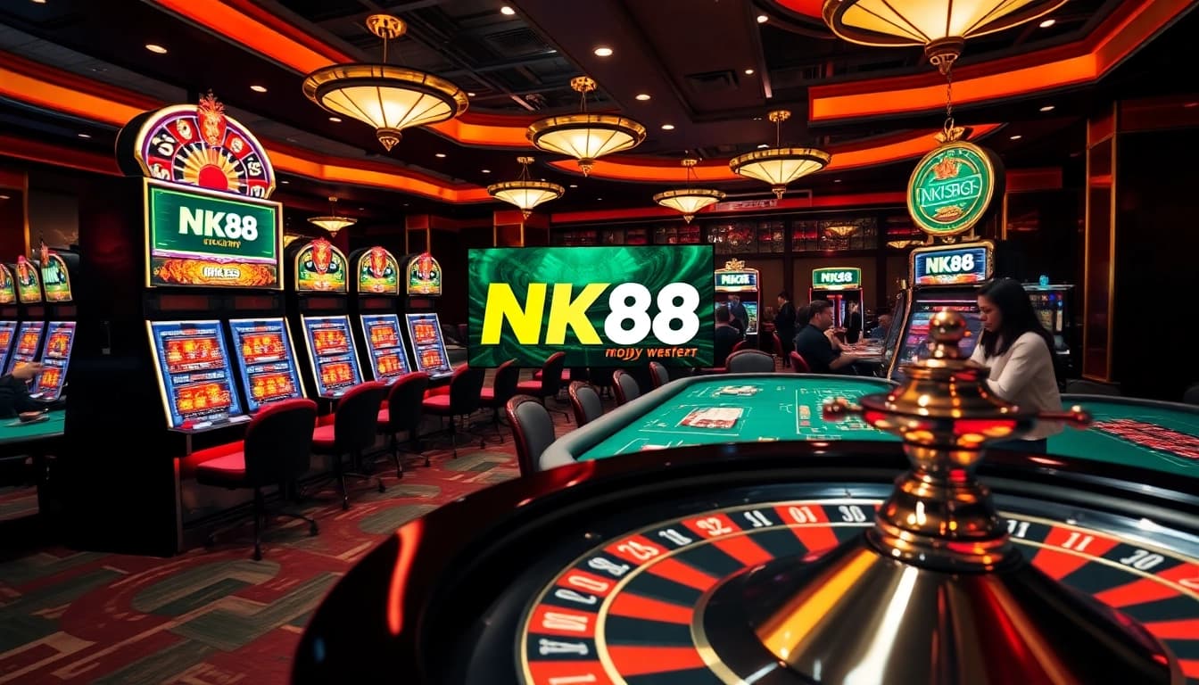 Experience excitement at NK88 with vibrant casino games and poker tables thriving in action.