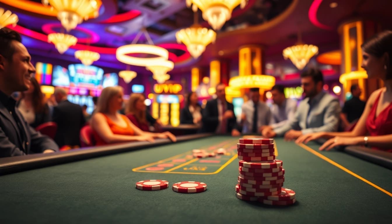 Experience the thrill at uvip casino gaming table surrounded by enthusiastic players.