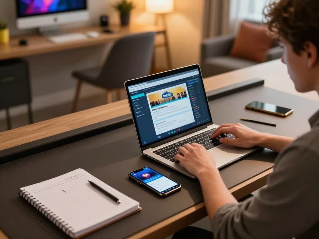 Player enjoying a thrilling gaming experience with one88br on a laptop, surrounded by strategy notes and cozy ambiance.