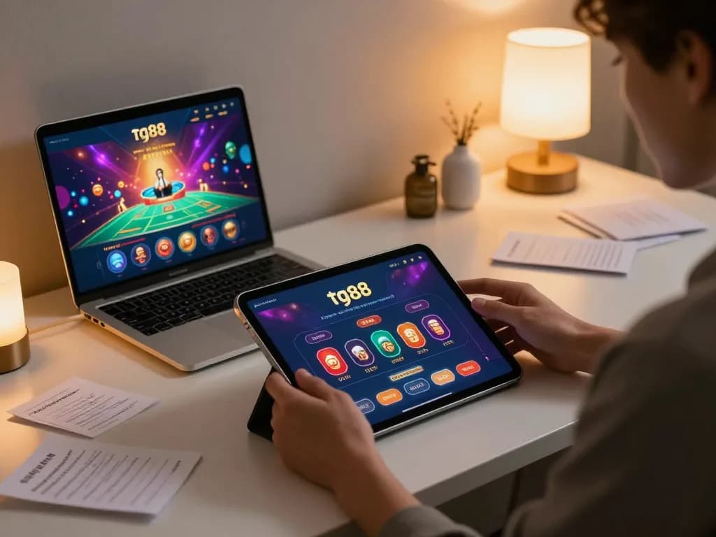Experience thrilling gameplay on tg88's platform with vibrant casino apps on a tablet