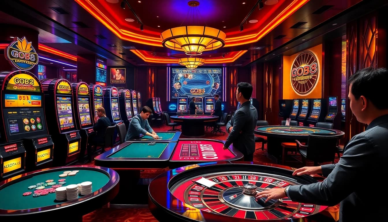 Experience the excitement of GO8 gambling with high-stakes poker tables and vibrant slot machines.