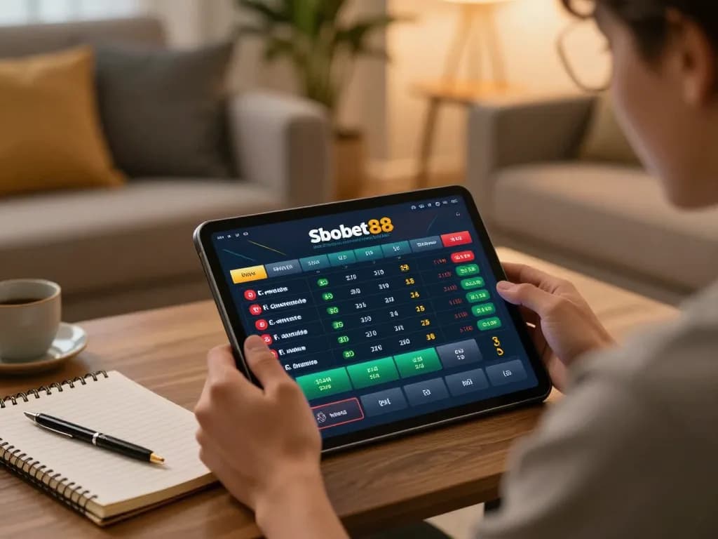 Place bets on sbobet88 using a tablet while enjoying a cozy home environment.
