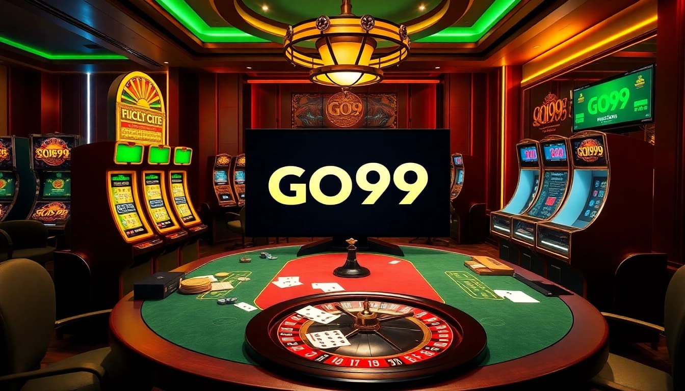 Engaged players enjoying a thrilling GO99 poker game in a luxurious casino setting.