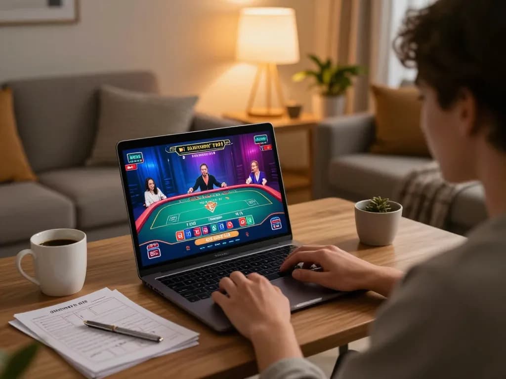 Terlibat dalam sesi permainan online king777 di rumah, menunjukkan permainan yang bertanggung jawab dan strategi.