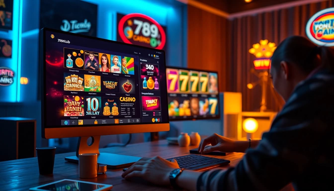 Exciting scene at 789club showcasing online gaming with vibrant graphics and an enthusiastic player.