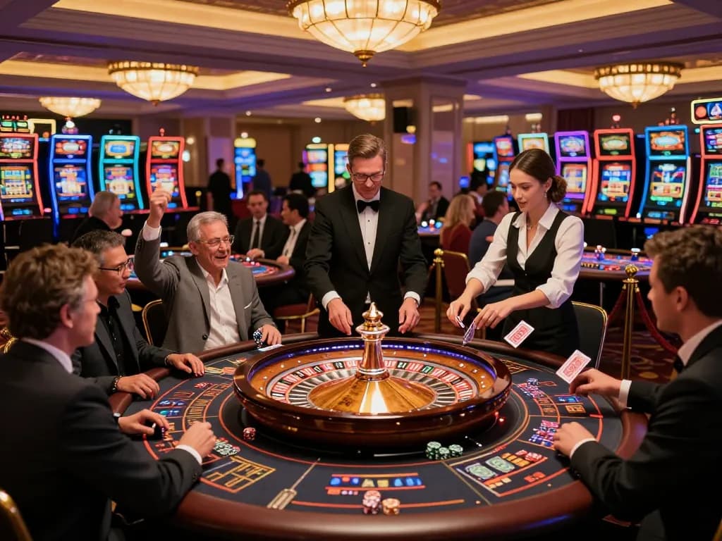Engaged players at a luxurious gaming table, go89 enhances the thrill of the casino experience