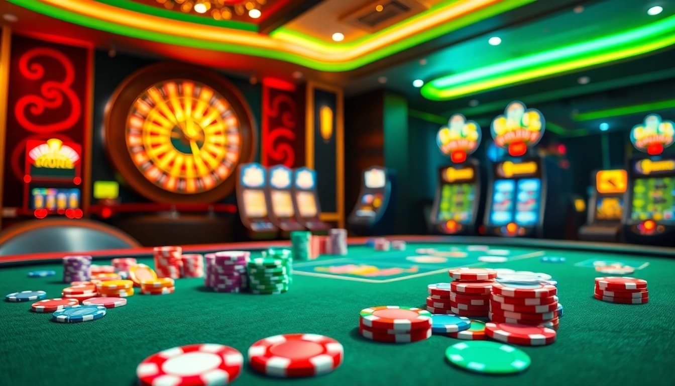 Players strategizing at a casino table showcasing Hay88.com vibrant gambling atmosphere.