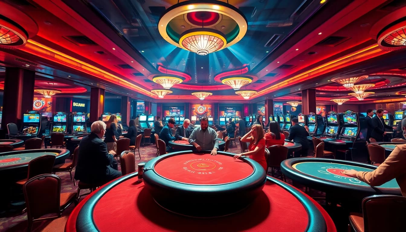 Experience thrilling casino excitement at 18vip with vibrant gaming tables and engaged players.