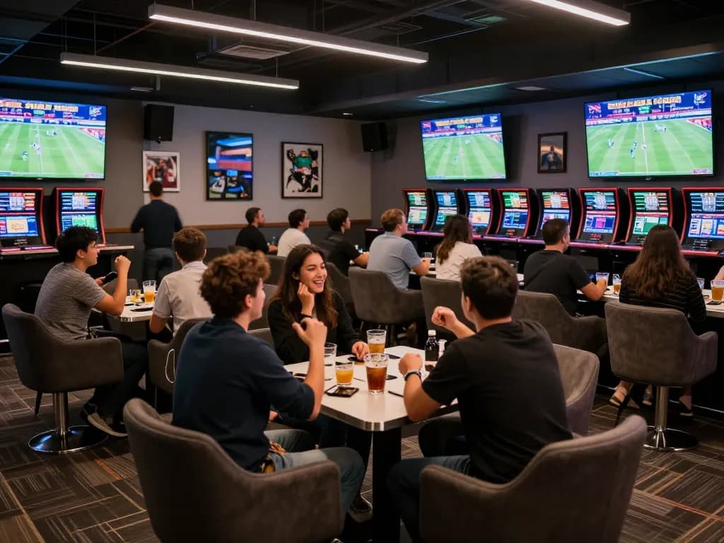 Betting on live sports at BL555, showcasing excitement and engaging ambiance in the lounge