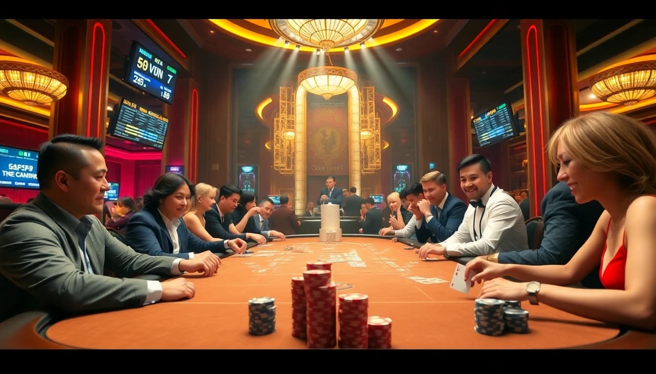 Experience the thrill of 69 VN in a luxurious casino environment with engaged players and live gaming.